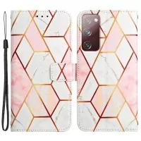 YB Pattern Printing Leather Series-5 for Samsung Galaxy S20 FE/S20 FE 5G/S20 Lite/S20 Fan Edition/S20 Fan Edition 5G Marble Pattern Leather Case Wallet Stand Phone Shell - Pink White LS002