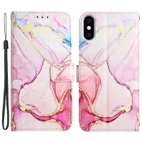 YB Pattern Printing Leather Series-5 for iPhone X/XS 5.8 inch Marble Pattern PU Leather Phone Cover with Stand Wallet - Rose Gold LS005