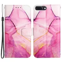 For iPhone 7 Plus/8 Plus 5.5 inch YB Pattern Printing Leather Series-5 Marble Pattern Fashionable PU Leather Case Wallet Stand Phone Shell - Pink Purple Gold LS001