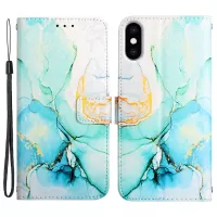 For iPhone XS Max 6.5 inch YB Pattern Printing Leather Series-5 PU Leather + TPU Drop-proof Marble Pattern Cover Wallet Stand Phone Shell - Green LS003