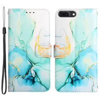 For iPhone 7 Plus/8 Plus 5.5 inch YB Pattern Printing Leather Series-5 Marble Pattern Fashionable PU Leather Case Wallet Stand Phone Shell - Green LS003
