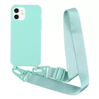 For iPhone 11 6.1 inch Slim Matte Cell Phone Case Drop Shockproof TPU Back Cover with Shoulder Strap - Light Green