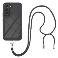 YB PC Series-4 for Samsung Galaxy S22 5G Anti-drop Hybrid PC + TPU Phone Case Cover with Lanyard - Black