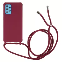 For Samsung Galaxy A52 4G/5G/Galaxy A52s 5G Silky Matte Soft TPU Anti-Scratch Shockproof Case with Adjustable Lanyard - Red