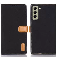 For Samsung Galaxy S21 FE 5G Oxford Cloth Texture PU Leather + Soft TPU Inner Shell Anti-scratch Wallet Stand Flip Phone Cover - Black
