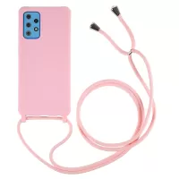 For Samsung Galaxy A52 4G/5G/Galaxy A52s 5G Silky Matte Soft TPU Anti-Scratch Shockproof Case with Adjustable Lanyard - Pink