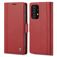 LC.IMEEKE for Samsung Galaxy A53 5G PU Leather Cover Double Magnetic Clasps Phone Stand Wallet Case Shell - Red