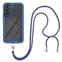YB PC Series-4 for Samsung Galaxy S22 5G Anti-drop Hybrid PC + TPU Phone Case Cover with Lanyard - Sapphire