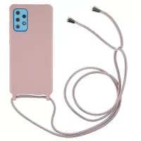 For Samsung Galaxy A52 4G/5G/Galaxy A52s 5G Silky Matte Soft TPU Anti-Scratch Shockproof Case with Adjustable Lanyard - Deep Pink