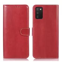 For Samsung Galaxy A03s (166.5 x 75.98 x 9.14mm) Cell Phone Protection Shell Bag PU Leather Crazy Horse Texture Wallet Style Stand Shockproof Soft TPU Interior Case - Red