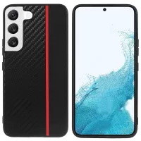 For Samsung Galaxy S22 5G Carbon Fiber Texture Ultra-slim Anti-scratch Hard PC Phone Case - Black/Red