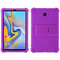 Flexible Silicone Tablet Shell for Samsung Galaxy Tab A 8.0 (2018) SM-T387, Cover with Four Corner Cushion Foldable Supporting Kickstand - Purple