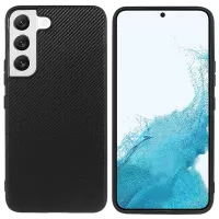 Carbon Fiber Texture Phone Case for Samsung Galaxy S22+ 5G, Ultra-slim Fingerprint-free Cellphone Back Case - Black