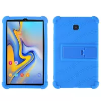 Flexible Silicone Tablet Shell for Samsung Galaxy Tab A 8.0 (2018) SM-T387, Cover with Four Corner Cushion Foldable Supporting Kickstand - Dark Blue
