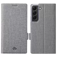 VILI K Series PU Leather Case for Samsung Galaxy S22 5G, Stand Wallet Full Protection Phone Cover - Grey