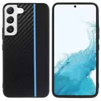 Carbon Fiber Texture Phone Case for Samsung Galaxy S22+ 5G, Ultra-slim Fingerprint-free Cellphone Back Case - Black/Blue