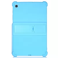 For Samsung Galaxy Tab S6 Lite Soft Silicone Precise Cutouts Drop-proof Tablet Case Cover with Foldable Kickstand - Sky Blue