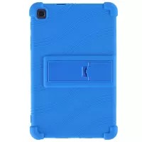 For Samsung Galaxy Tab A 8.4 (2020) Impact-resistant Soft Silicone Precise Cutouts Tablet Case Cover with Foldable Kickstand - Dark Blue