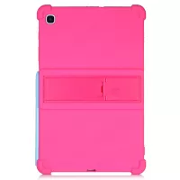 For Samsung Galaxy Tab S6 Lite Soft Silicone Precise Cutouts Drop-proof Tablet Case Cover with Foldable Kickstand - Rose