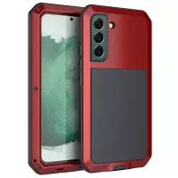 Silicone Metal Hybrid Phone Case for Samsung Galaxy S22 5G, Anti-Dust/Anti-Drop/Anti-Shock Phone Accessory - Red