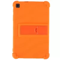 For Samsung Galaxy Tab A 8.4 (2020) Impact-resistant Soft Silicone Precise Cutouts Tablet Case Cover with Foldable Kickstand - Orange