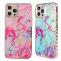 IMD TPU Phone Case for iPhone 13 Pro 6.1 inch, Aurora Effect Watercolor Pattern Electroplating Mobile Phone Cover - Pink
