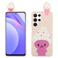 ABS 3D Doll Decor TPU Phone Cover Case for Samsung Galaxy S22 Ultra 5G Pattern Printing Cell Phone Accessory - Ice Cream