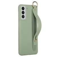 For Samsung Galaxy S22+ 5G Hand Strap Design Solid Color Soft TPU Phone Case Cover with Kickstand - Green