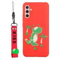 Flexible TPU Phone Cover for Samsung Galaxy A13 5G Cute Pattern Phone Case with Silicone Short Lanyard - Red