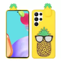 ABS 3D Doll Decor TPU Phone Cover Case for Samsung Galaxy S22 Ultra 5G Silicone Cute Tiles Design Cell Phone Accessory - Pineapple