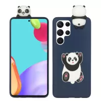 ABS 3D Doll Decor TPU Phone Cover Case for Samsung Galaxy S22 Ultra 5G Silicone Cute Tiles Design Cell Phone Accessory - Panda Hands Up