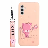 Flexible TPU Phone Cover for Samsung Galaxy A13 5G Cute Pattern Phone Case with Silicone Short Lanyard - Light Pink