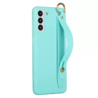 Hand Strap Kickstand TPU Case for Samsung Galaxy S22 5G, Anti-scratch Phone Shell Cover - Baby Blue