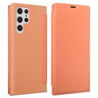 For Samsung Galaxy S22 Ultra 5G Liquid Silicone Case Skin-touch Feeling Anti-scratch Phone Cover - Orange