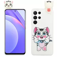 ABS 3D Doll Decor TPU Phone Cover Case for Samsung Galaxy S22 Ultra 5G Pattern Printing Cell Phone Accessory - Cat