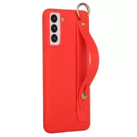 For Samsung Galaxy S22+ 5G Hand Strap Design Solid Color Soft TPU Phone Case Cover with Kickstand - Red