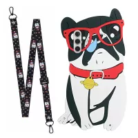 For Samsung Galaxy A13 5G Outer Cartoon Silicone Layer Anti-scratch Inner TPU Phone Case Cover with Shoulder Lanyard - Dog