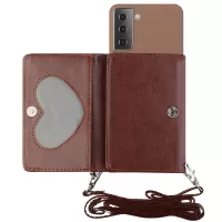 For Samsung Galaxy S22+ 5G Soft TPU Bottom Case + PU Leather Wallet Foldable Stand Cover with Shoulder Strap - Brown