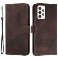 YX0010 Series For Samsung Galaxy A33 5G Smartphone case Stand Wallet Feature Anti-scratch Rhombus and Lines Imprinting Leather Phone Shell - Brown