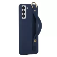 Hand Strap Kickstand TPU Case for Samsung Galaxy S22 5G, Anti-scratch Phone Shell Cover - Navy Blue