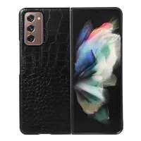 For Samsung Galaxy Z Fold2 5G 180-Degree Folding Crocodile Texture Genuine Leather Phone Case Coated PC+TPU Phone Case Accessory - Black