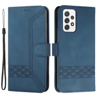 YX0010 Series For Samsung Galaxy A33 5G Smartphone case Stand Wallet Feature Anti-scratch Rhombus and Lines Imprinting Leather Phone Shell - Blue