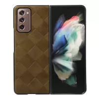 For Samsung Galaxy Z Fold2 5G PC+TPU Hybrid Phone Case Coated with Grid Texture PU Leather Phone Accessory - Green