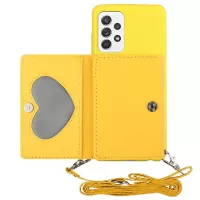 For Samsung Galaxy A53 5G Stand PU Leather Wallet Attached Soft TPU Cover Anti-scratch Phone Case - Yellow