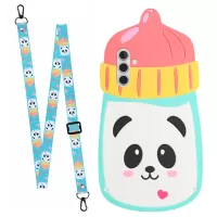 For Samsung Galaxy A13 5G Outer Cartoon Silicone Layer Anti-scratch Inner TPU Phone Case Cover with Shoulder Lanyard - Feeding Bottle