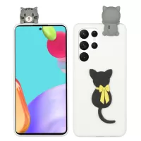 ABS 3D Doll Decor TPU Phone Cover Case for Samsung Galaxy S22 Ultra 5G Silicone Cute Tiles Design Cell Phone Accessory - Cat