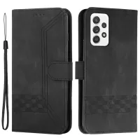YX0010 Series For Samsung Galaxy A33 5G Smartphone case Stand Wallet Feature Anti-scratch Rhombus and Lines Imprinting Leather Phone Shell - Black