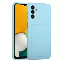 For Samsung Galaxy A13 5G Camera Lens Protection Shockproof TPU Non-Slip Phone Case with Card Holder - Baby Blue