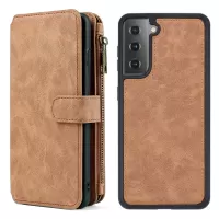 MEGSHI 007 Series for Samsung Galaxy S22+ 5G, Magnetic Closure Shockproof Anti-scratch 2-in-1 Detachable Magnetic Multi-function Wallet PU Leather Phone Case Shell - Brown