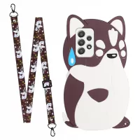 Long Lanyard Design TPU Phone Cover for Samsung Galaxy A33 5G, with Special-Shaped Silicone Outer Patch Phone Accessory - Akita Dog
